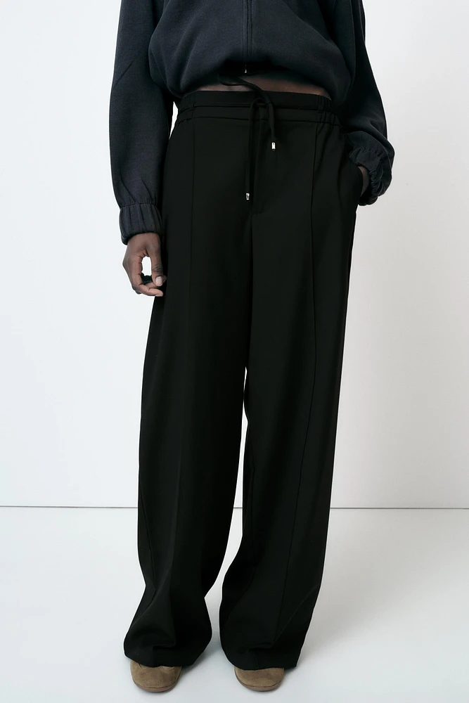 ELASTIC WAIST WIDE LEG PANTS