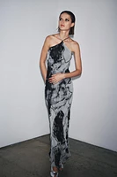 BEADED TIE-DYE HALTER DRESS