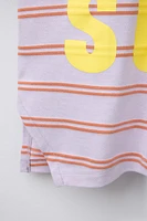 STRIPED AND TEXT T-SHIRT