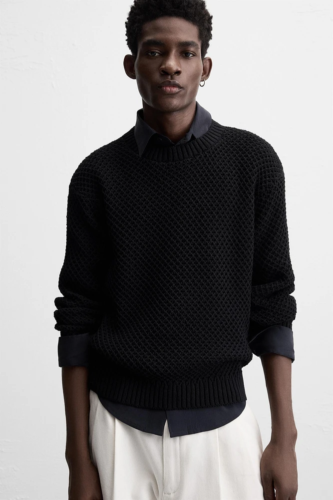 STRUCTURED OPENWORK SWEATER