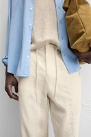 PANTALON COTON ET LIN BRODÉ PERFORÉ