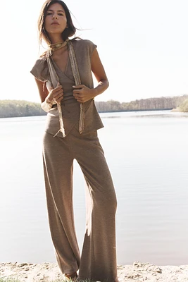 TEXTURED WIDE LEG PANTS