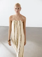 Robe midi fluide imprimé à rayures