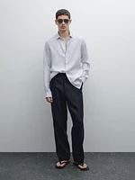Chemise slim à rayures 100 % lin