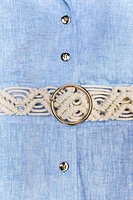 ROBE MI-LONGUE CEINTURE AVEC LIN