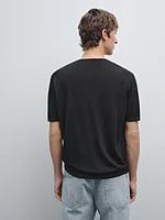 Short sleeve knit wool blend T-shirt