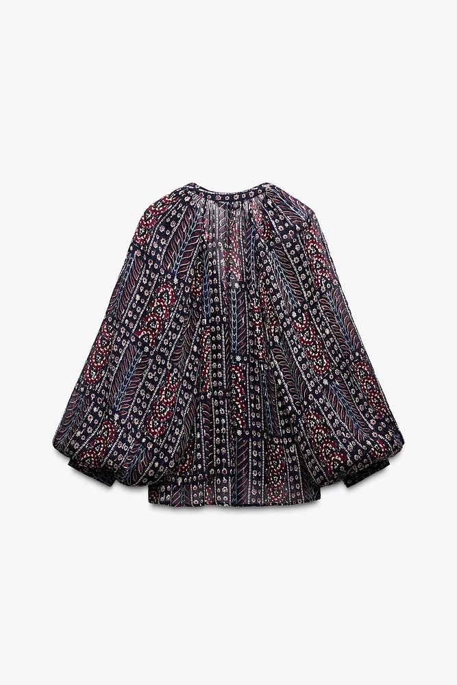 METALLIC THREAD PRINTED BLOUSE