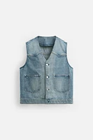 GILET EN DENIM DÉLAVÉ