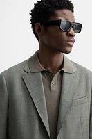 100% WOOL TEXTURED SUIT BLAZER