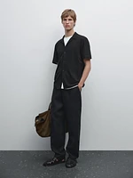 Linen blend short sleeve shirt