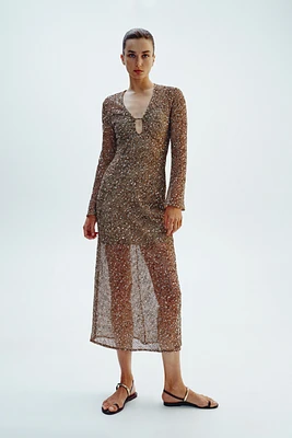 SEQUIN MIDI DRESS