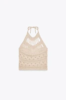 TOP HALTER EN MAILLE DÉJAUCHÉE