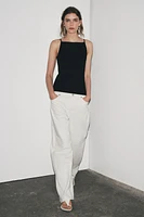 RIB KNIT POLYAMIDE STRAPPY TOP
