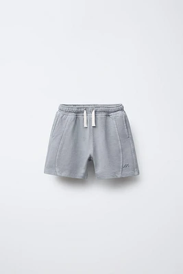 GARMENT DYE EMBROIDERED LOGO BERMUDA SHORTS