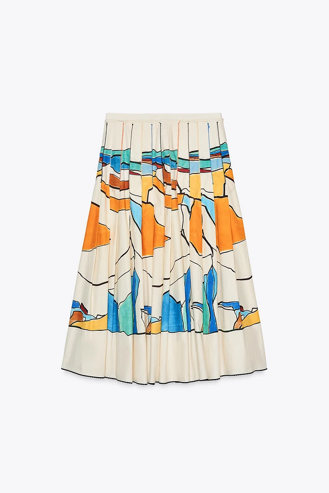 ZW COLLECTION PRINTED PLEATED SKIRT
