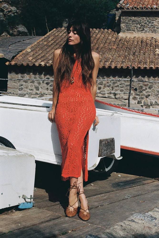 ROBE MIDI EN MAILLE POINTELLE
