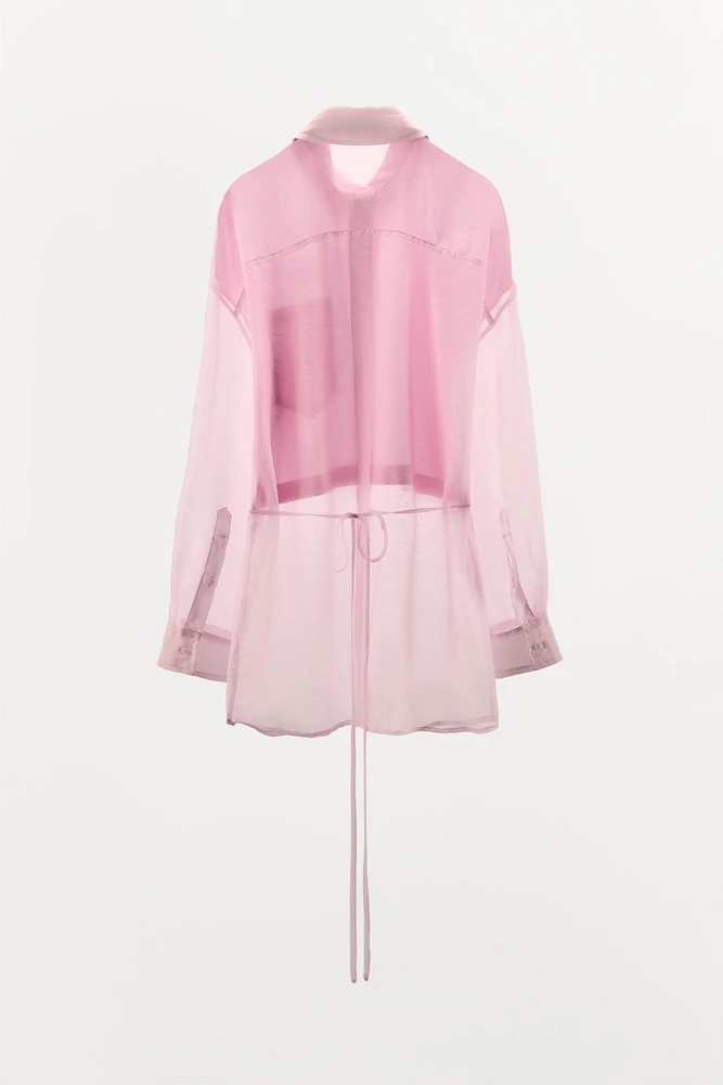 CHEMISE OVERSIZE À RAYURES EN ORGANZA