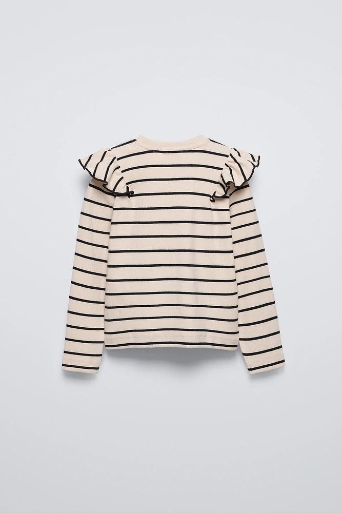 RUFFLED RIBBED T-SHIRT