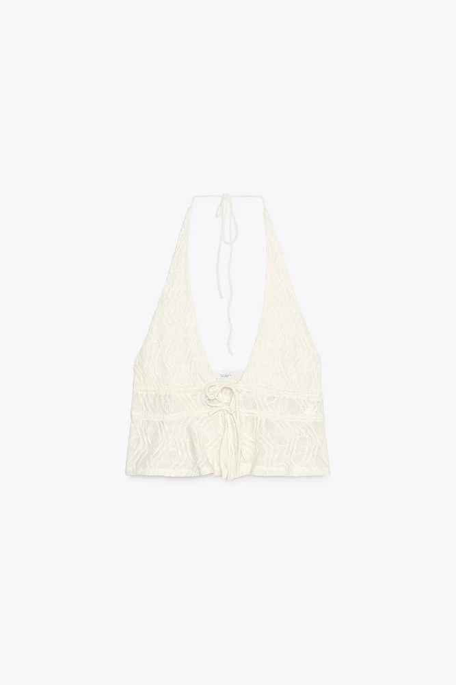 TOP HALTER TEXTURÉ