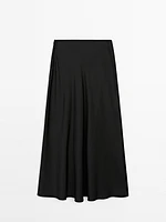Flowing satin midi skirt
