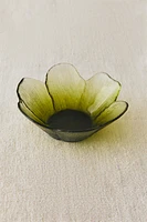 GLASS BOWL WITH RAISED FLORAL DESIGN