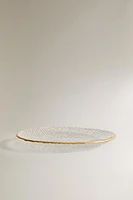 RAISED GLASS SERVICE PLATE WITH GOLD RIM