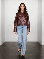 Veste courte brillante en cuir nappa