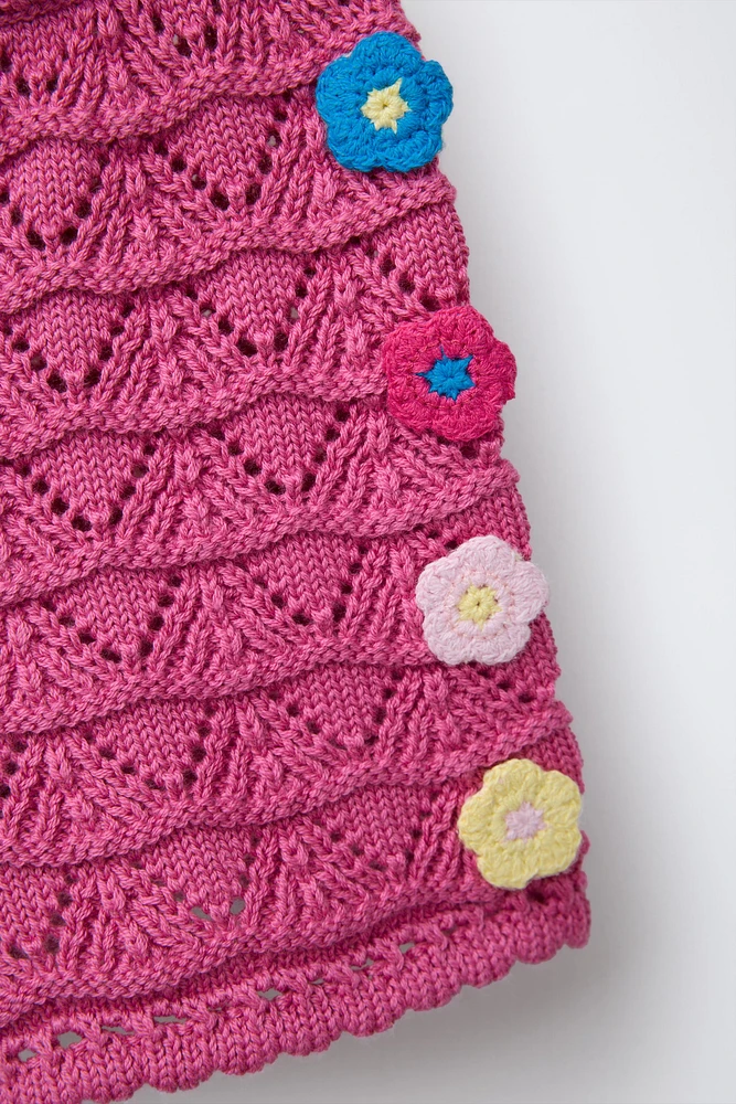 BERMUDA EN MAILLE CROCHET FLEURS