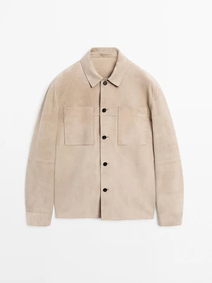 Suede leather overshirt
