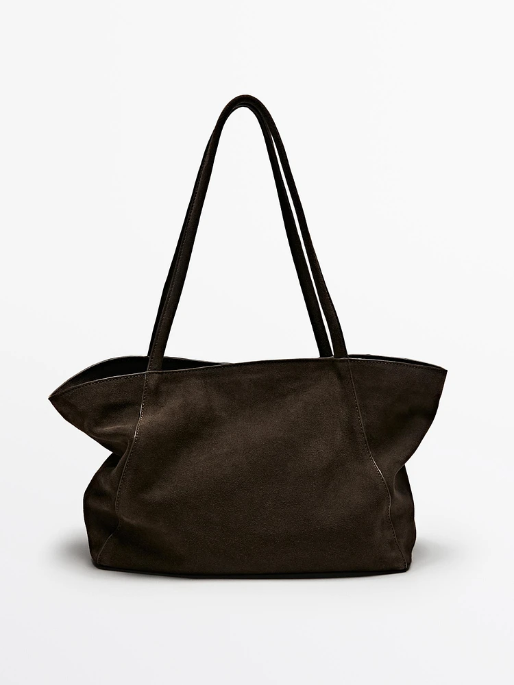 Half icon split suede bag