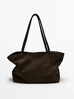 Half icon split suede bag