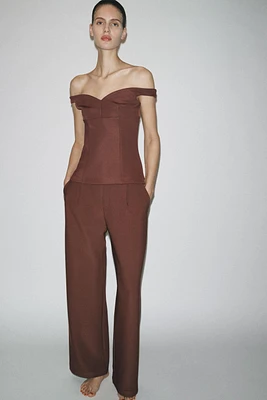 WIDE LEG CREPE PANTS