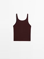 Sleeveless 100% cotton knit T-shirt
