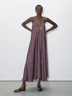 Flowing satin midi dress
