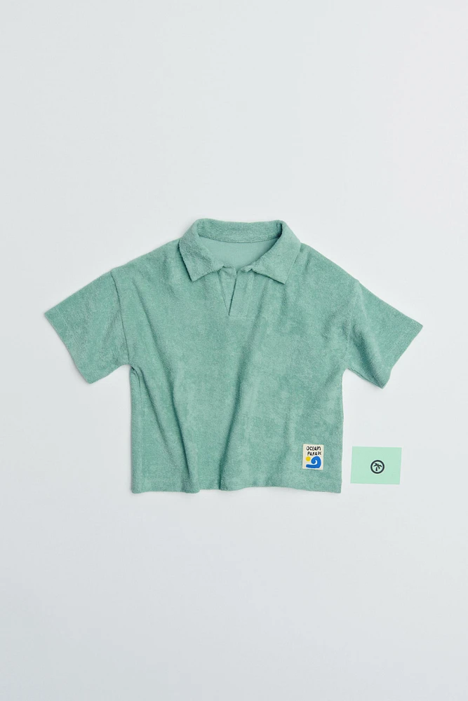 LABEL TERRY CLOTH POLO AND SHORTS SET