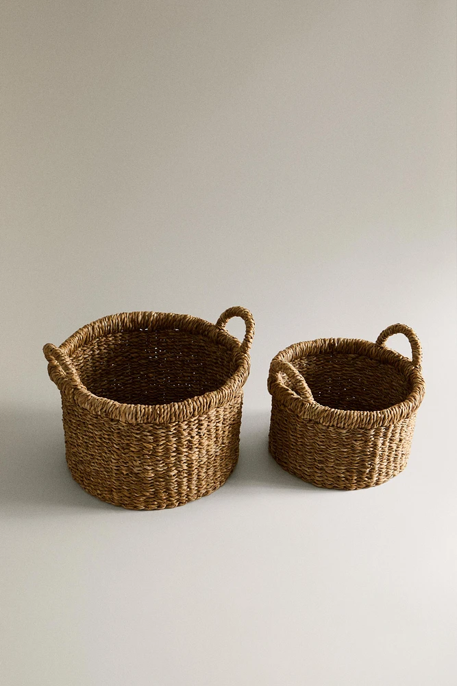 CYLINDRICAL SEAGRASS BASKET