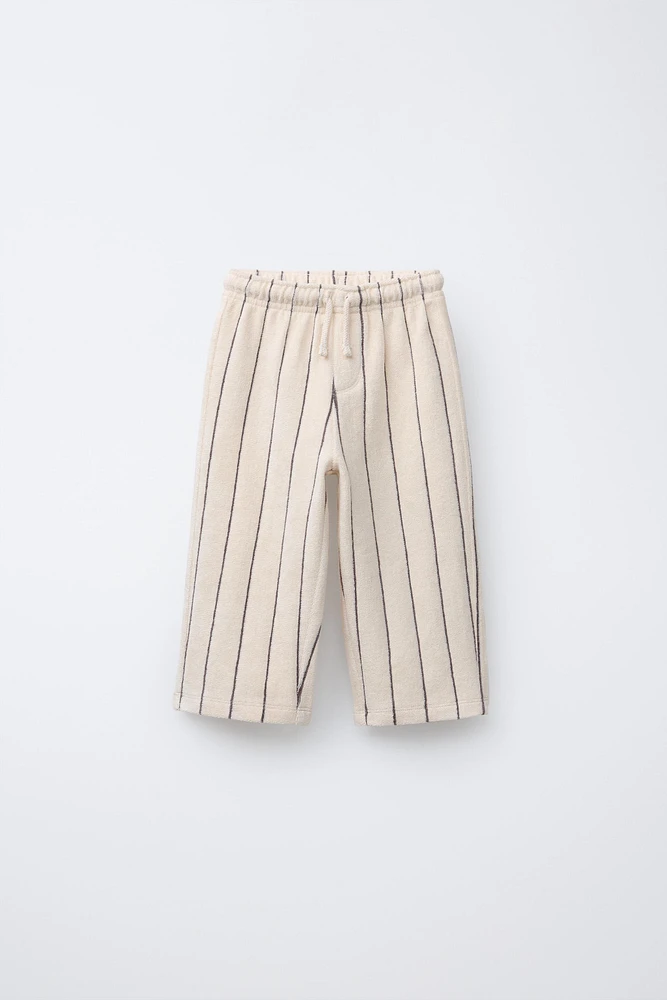 WOVEN STRIPE TERRY PANTS