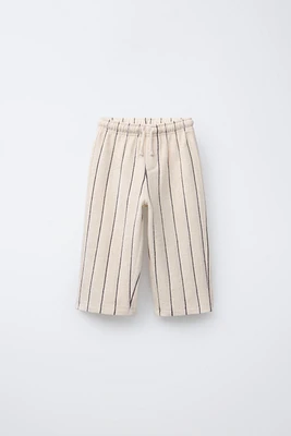 WOVEN STRIPE TERRY PANTS