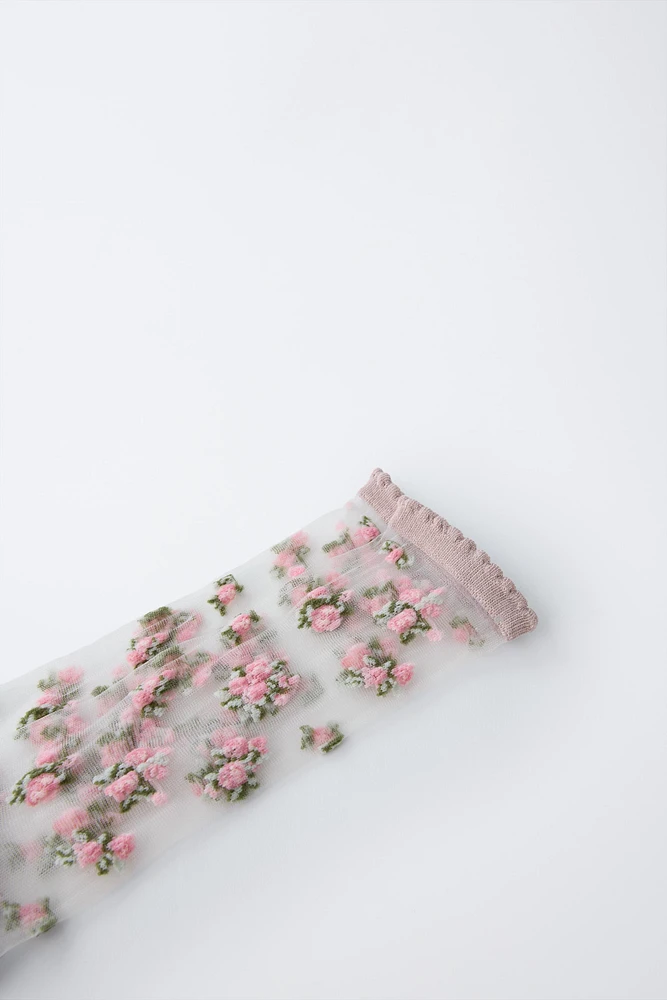 CHAUSSETTES TULLE FLEURS