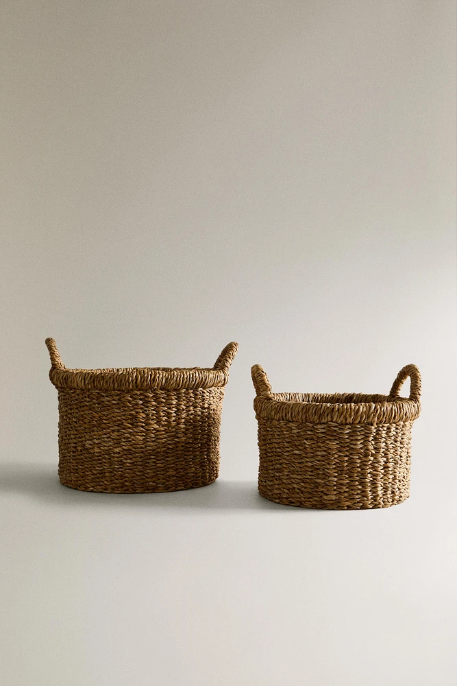 CYLINDRICAL SEAGRASS BASKET