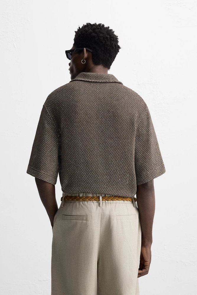 OPEN KNIT POLO SHIRT