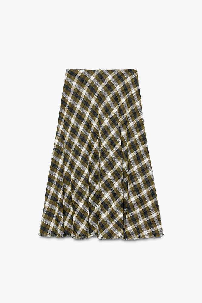 CHECKERED MIDI SKIRT ZW COLLECTION