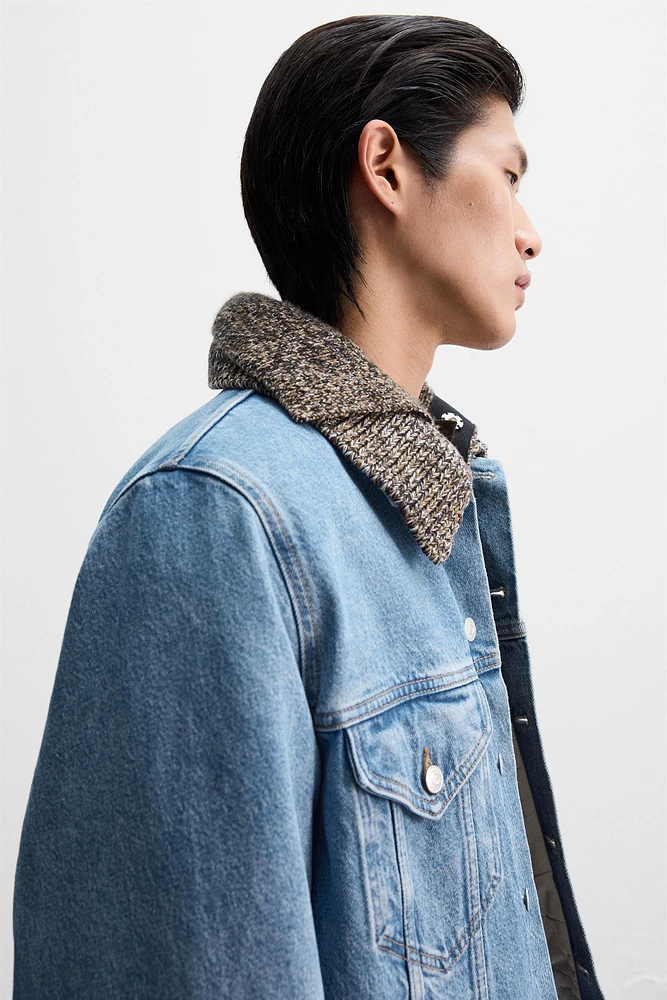 KNIT COLLAR DENIM JACKET X NANUSHKA