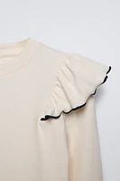 RUFFLED RIBBED T-SHIRT