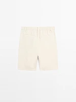 100% linen darted Bermuda shorts