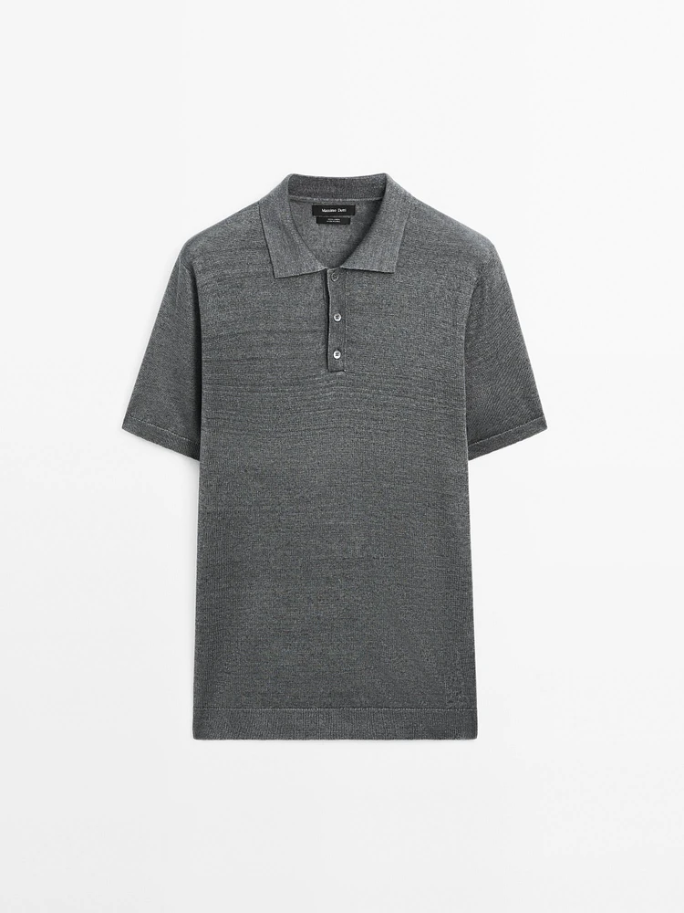 100% linen knit polo shirt