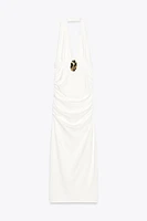 DRAPED HALTER DRESS