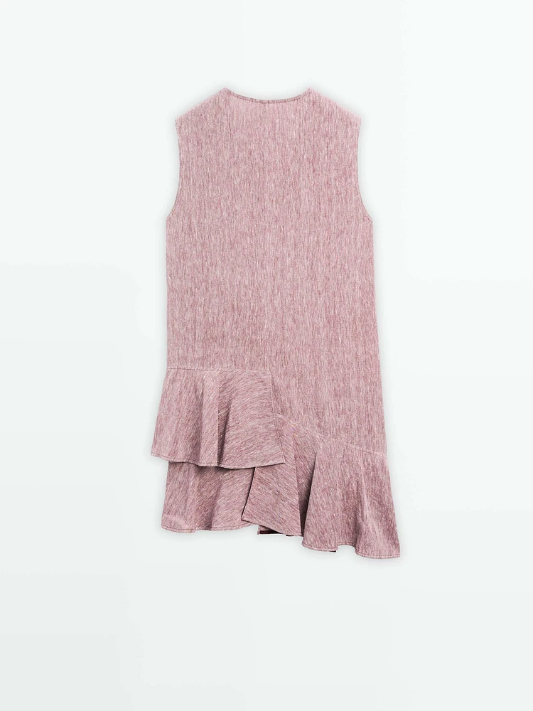 Robe courte volants 100 % lin
