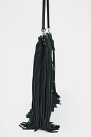 FRINGED SPLIT LEATHER MINI CROSSBODY BAG
