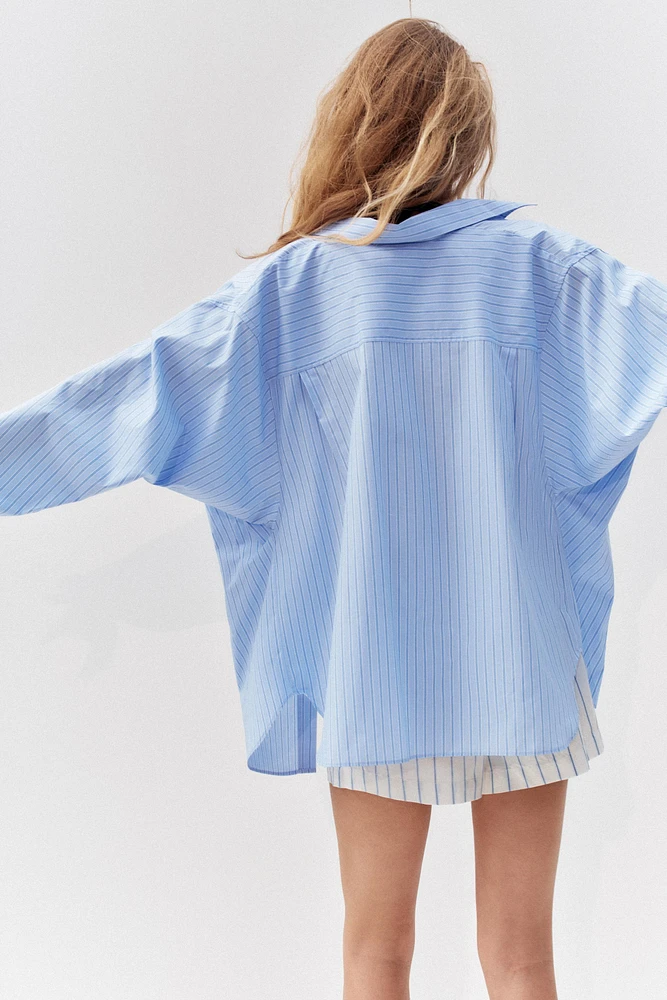 STRIPED OVERSIZED POPLIN SHIRT